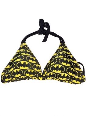 Graphic Batman Triangle Bikini Top - Black & Yellow size M